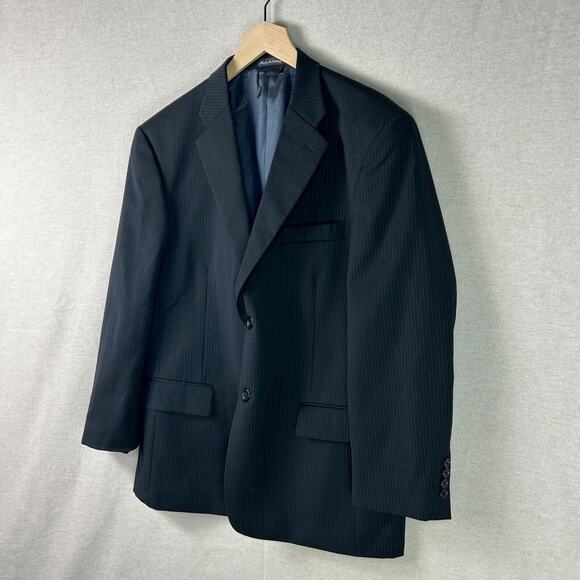 Pierre Cardin Mens Black Pinstripe Blazer 42S Classic Preppy Business 100% Wool - Picture 2 of 12